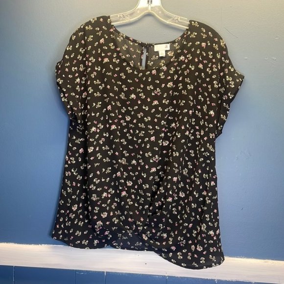 Floral print black blouse - Picture 1 of 11